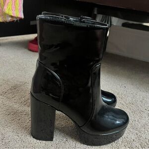 Madden Girl Glossy Black Heeled Boots